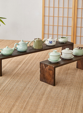 实木桌上小型博古架紫砂壶茶具茶杯收纳架客厅茶室桌面置物架茶盘