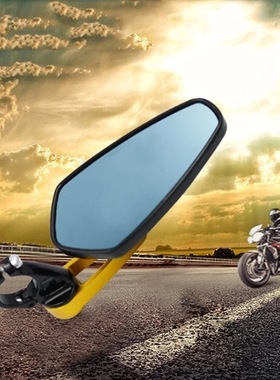 电动车摩托车后视镜 改装倒车复古后视手把镜 全铝反光后视镜