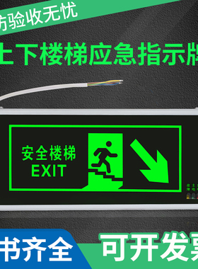安全出口指示牌消防应急灯led下楼梯通道标志灯紧急疏散指示灯牌