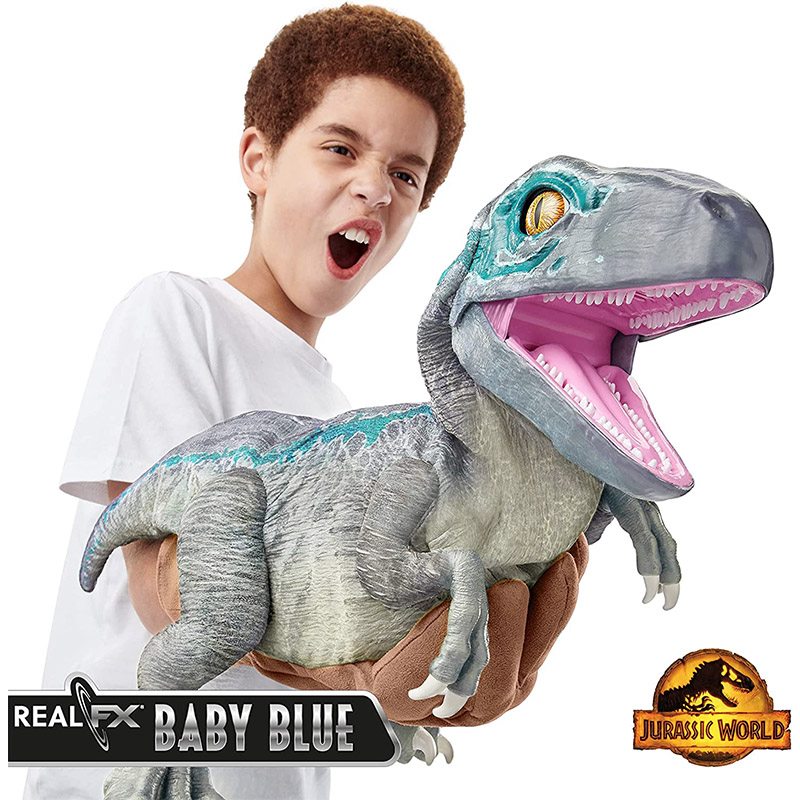 正版侏罗纪世界3驯龙小专家迅猛龙手偶宝宝可动发声大号恐龙玩具