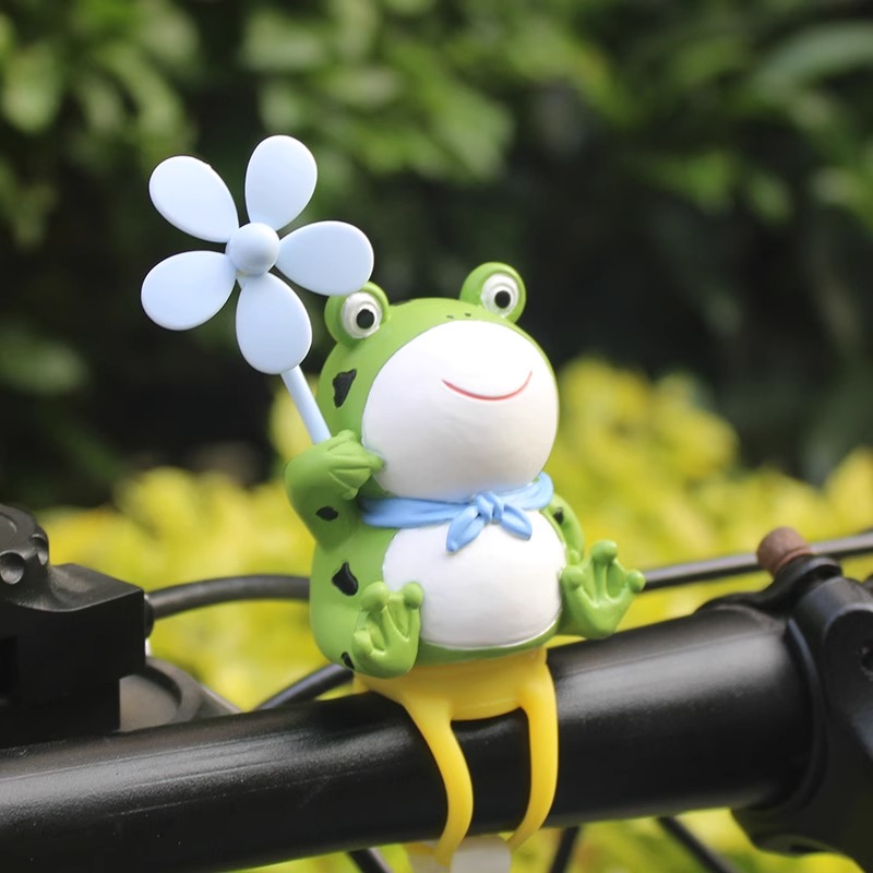可爱青蛙风车竹蜻蜓公路自行车小配件电动车装饰摩托山地单车玩偶