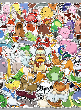 100张原创简笔画动物贴纸可爱卡通小兔子图案装饰手机壳平板贴纸
