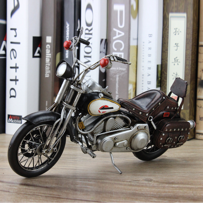 欧式复古铁艺大号摩托车模型摆件酒吧餐厅商场装饰道具