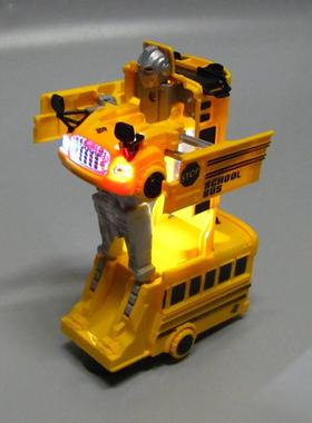变形摩托车玩具儿童机器人金刚男生汽车益智百变男孩的3岁巴士