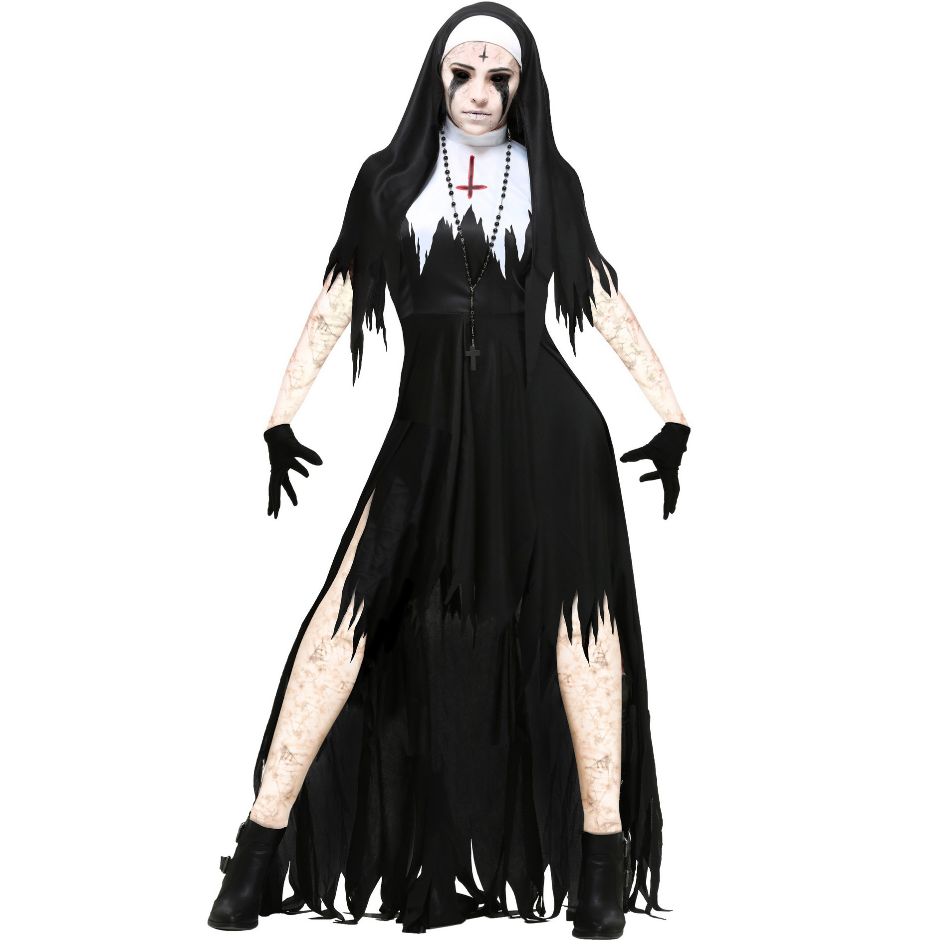 欧美新款万圣节丧尸修女服装 成人 化妆舞会吸血鬼邪恶派对制服。