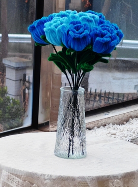 扭扭棒蓝色玫瑰花代表奇迹 珍贵 稀有客厅摆件成品