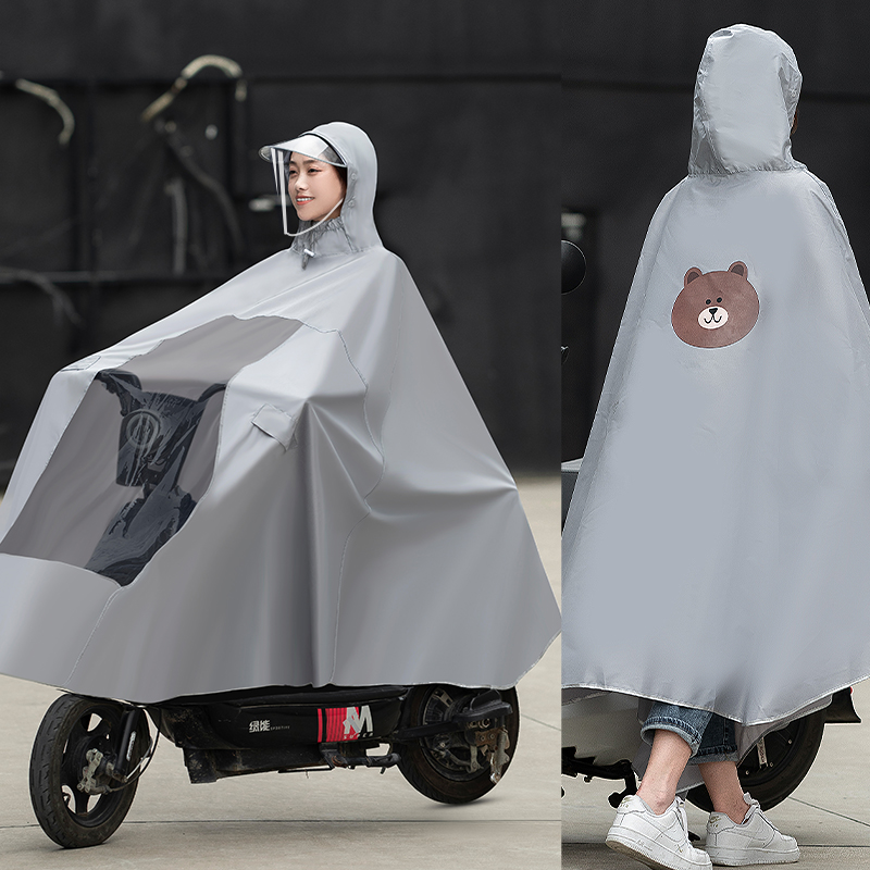 日本进口MUJIE电瓶摩托电动车雨衣长款全身单人女款加大加厚雨披