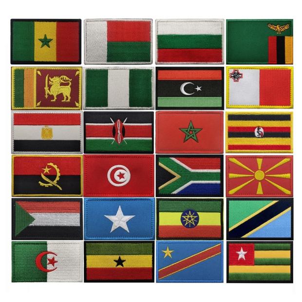 非洲国旗补丁摩洛哥南非刚果肯尼亚突尼斯刺绣魔术贴章安哥拉苏丹