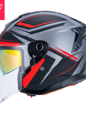 新款VCOROS电动摩托车头盔男双镜片半盔女机车夏季三分之四头盔3C