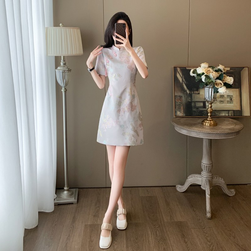 中国风女装连衣裙2024年夏季显瘦气质减龄小个子高级感小裙子夏天