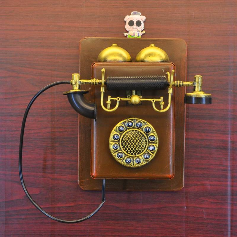 老式电话模型复古铁艺墙上装饰品酒吧咖啡厅壁饰壁挂装饰拍照道具
