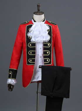 欧洲复古宫廷男装王子红色军礼服套装舞台歌话剧欧式贵族公爵演出