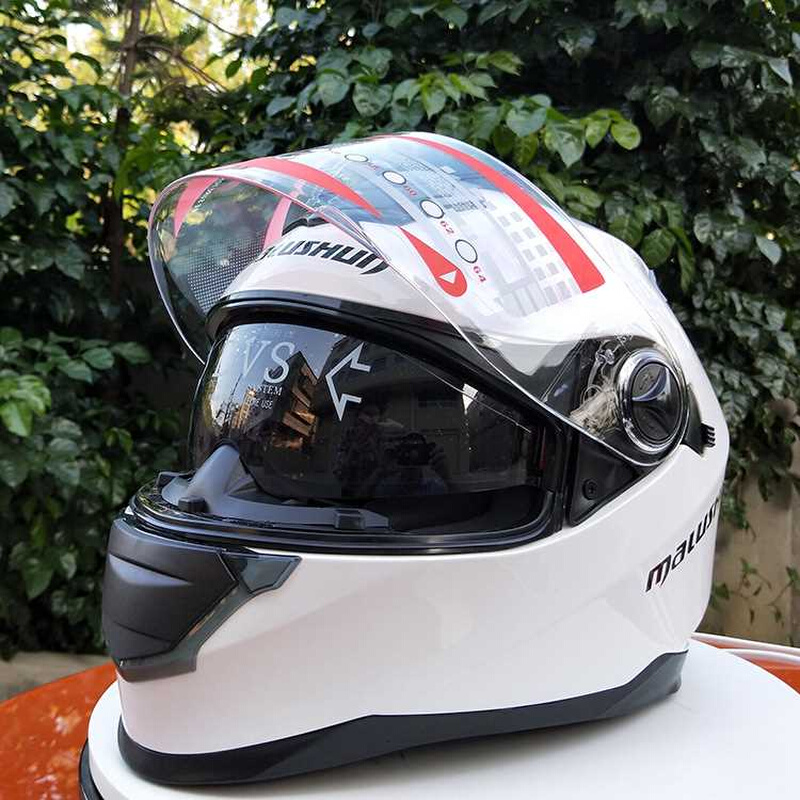 新款摩托车头盔全盔四季防炫墨镜男女越野双镜全覆式机车个性公路