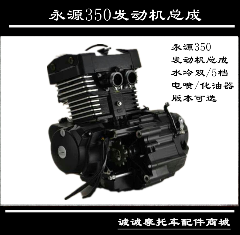 永源350摩托车发动机总成国四电喷水冷双缸5档化油器版本可选