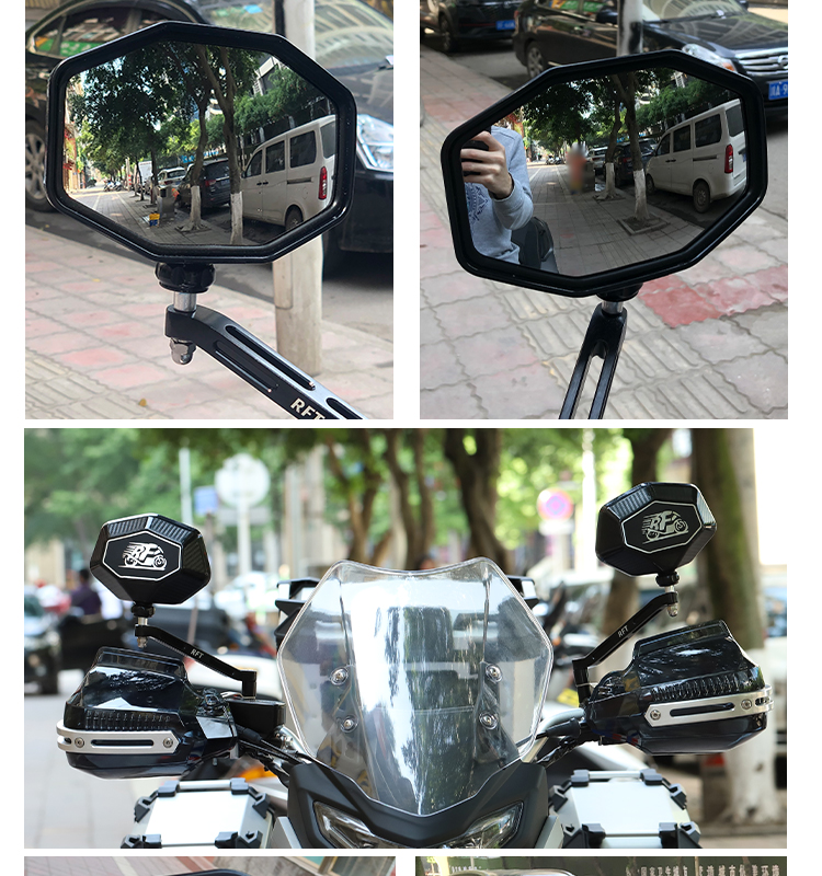 新品皇王冠摩托车后视镜超广角大视野电动踏板通用倒车反光镜改装