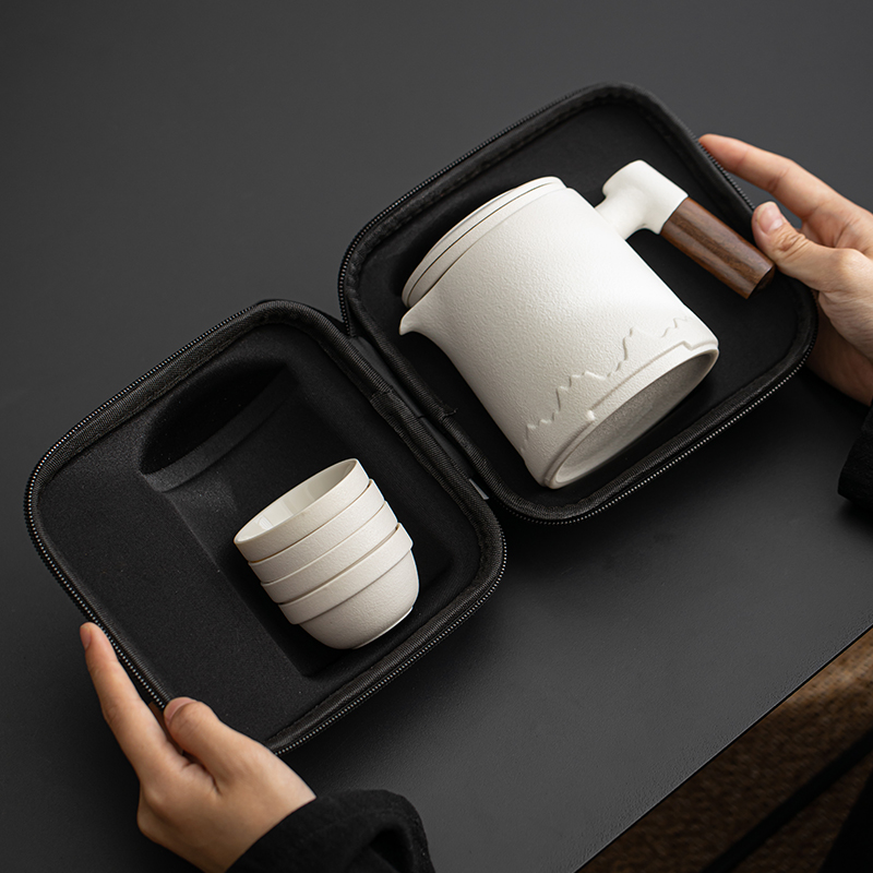 旅行茶具小套装户外露营泡茶壶喝茶装备便携式快客杯一壶四杯定制