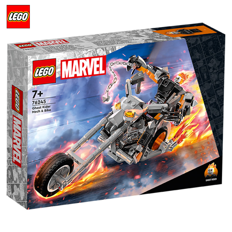 LEGO乐高超级英雄系列恶灵骑士机甲与烈焰摩托车76245积木玩具