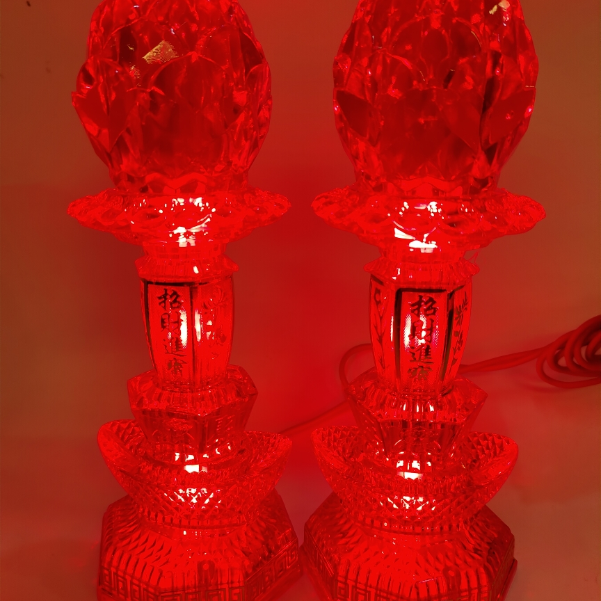 包邮新款红色水晶元宝灯LED如意蜡烛灯灯节能电子长明供佛供财神