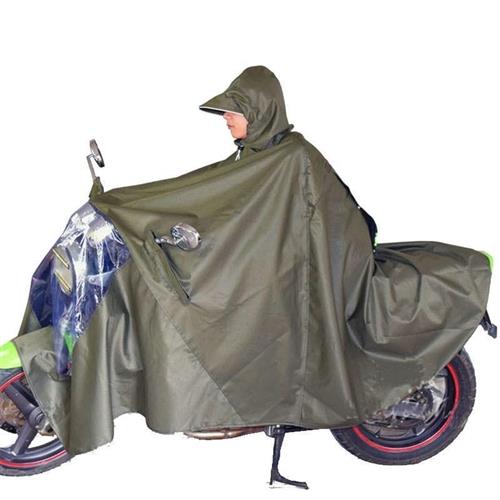。帆布雨衣电动摩托车耐磨劳保老式男女单双人拉链绿色加厚加大遮