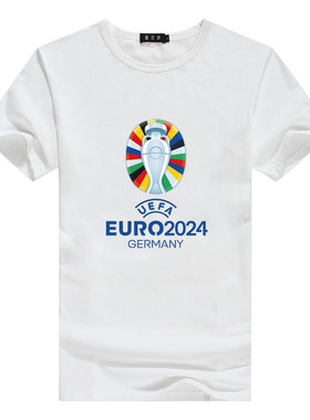 新款夏2024欧洲杯t恤短袖男法国德国意大利英格兰足球迷姆巴佩C罗