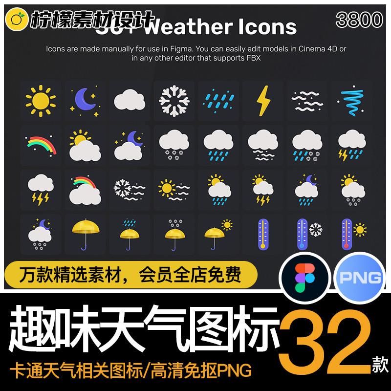 UI设计趣味天气预报温度计卡通icon高清图标png/figma格式素材