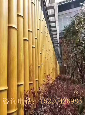 定制铝合金户外围墙装饰仿竹纹铝圆管型材堵头方管立面围栏铝格栅
