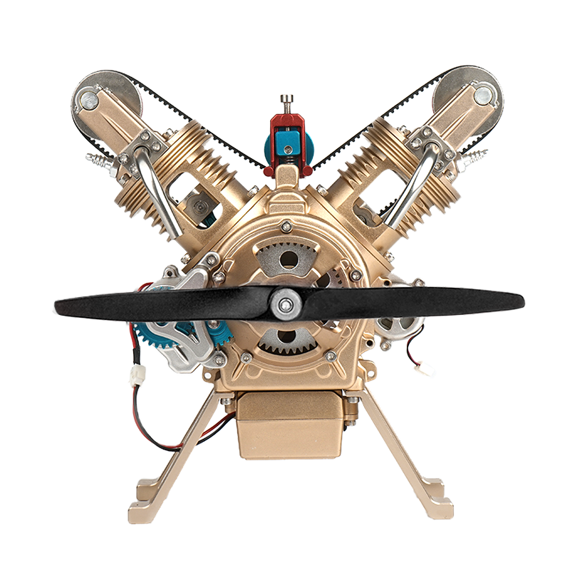 土星文化V2双缸汽车发动机全金属拼装模型DIY机械玩具礼物品组装