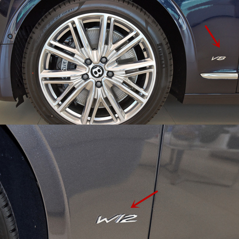 宾利飞驰v8车标叶子板侧标改装w12字标标志排量标车门标贴添越
