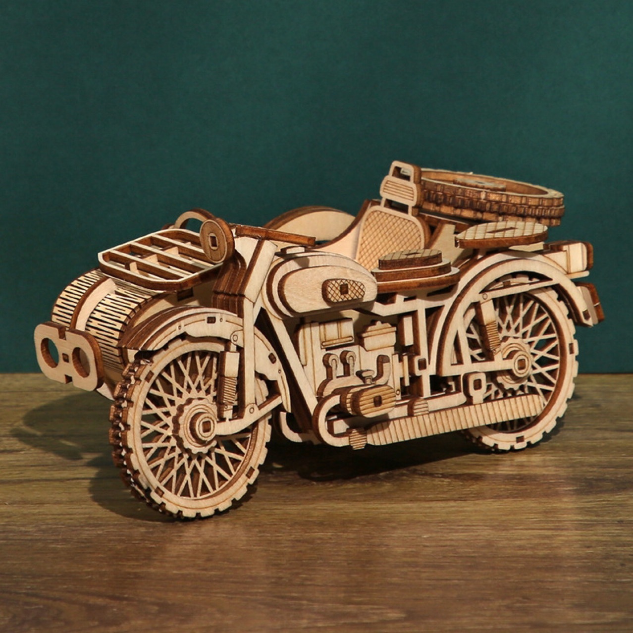 木制卡车油罐车摩托车拼图手工DIY 3D木质立体拼图创意玩具外贸男