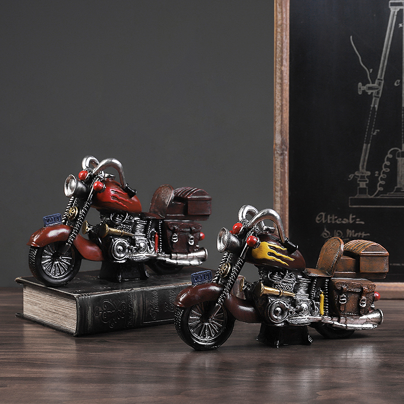 美式复古老式摩托车模型套餐创意家居客厅店铺餐厅柜台装饰小摆件