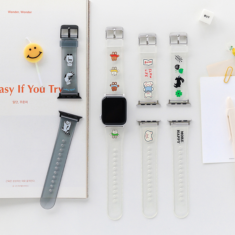 韩国romane可爱透明硅胶防水运动Apple Watch苹果三星替换手表带