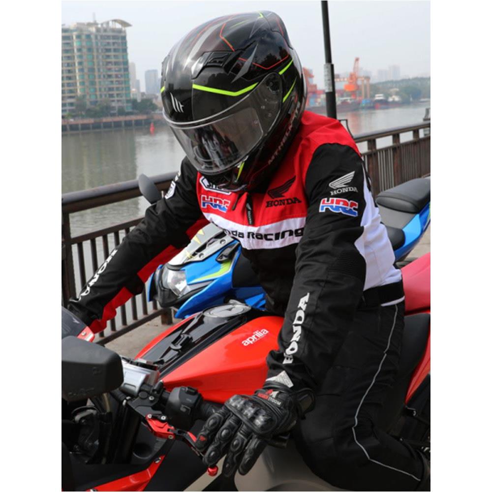 四季通用骑行服男摩托车赛车服防摔衣骑士服装机车夹克外套黑红色