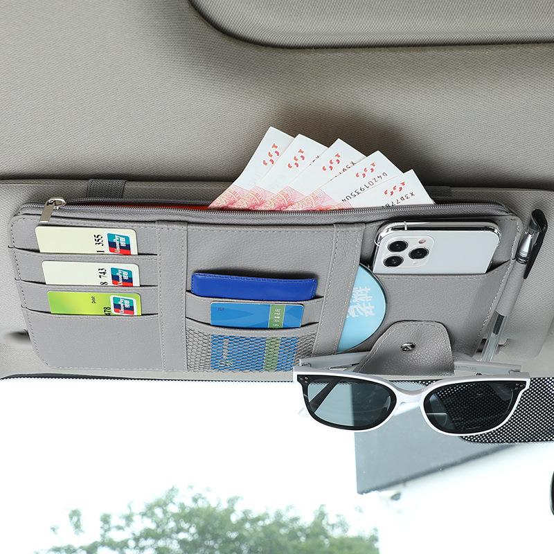 车载遮阳板卡片夹多功能驾驶证票据卡包大货车收纳袋汽车用眼镜夹