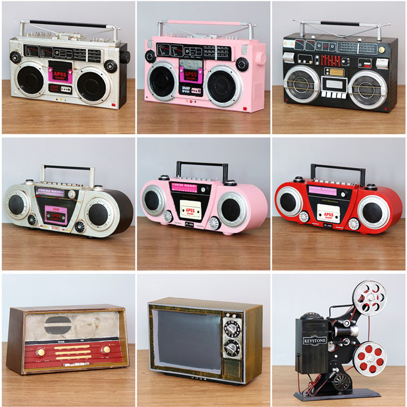 复古怀旧老式收音机照相机电话机留声机模型摆件拍摄道具橱窗装饰