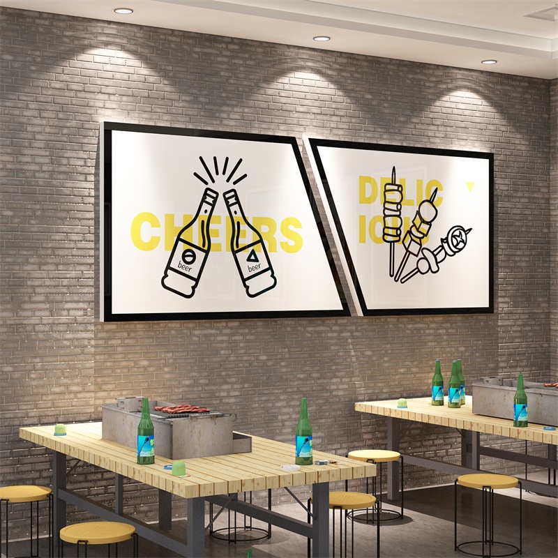 网红烧烤肉店墙面装饰品创意小酒吧馆场景工业风炸串海报广告贴纸