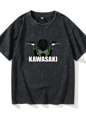 Kawasaki川崎忍者H2机车摩托车T恤短袖休闲衣服女男圆领大码宽松