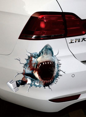 汽车贴纸车划痕遮挡贴图鲨鱼创意个性车门贴画车身机盖车贴装饰贴