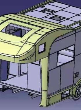 自行式露营车B型旅居车拖挂式房车皮卡房箱CAD设计平面图3D图制作