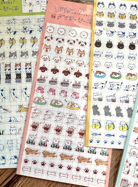 日本制pvc透明防水猫咪狗狗记号小贴纸创意卡通学习工作标记贴画