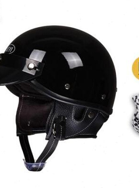 .3C复古机车头盔男女士半盔踏板车四季通用电动摩托车瓢盔安全帽.