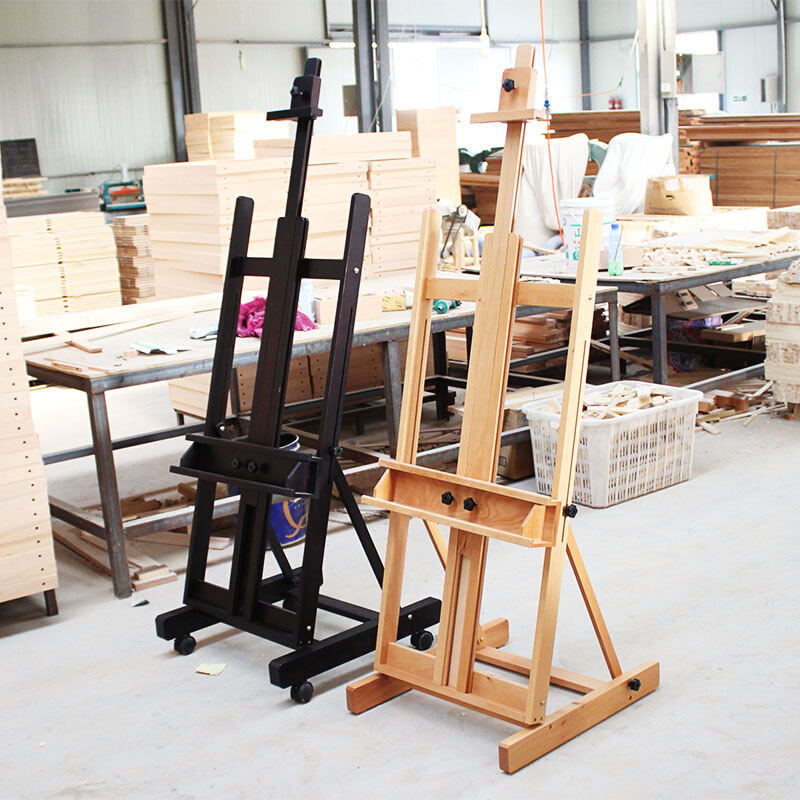 博汇画材  高档榉木画架90度倾斜画架油画展览平衡落地两用大画架