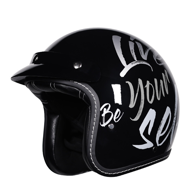 新国标3C日式复古摩托车头盔男女电动踏板半覆式3/4半盔四季小