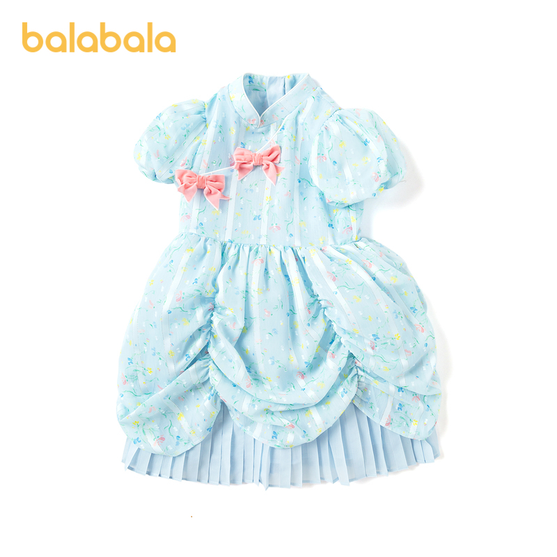 巴拉巴拉女幼童公主裙夏装新款洋气中式裙子精致淑女时尚连衣裙