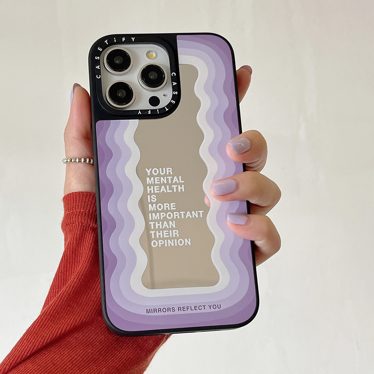 case浅紫色励志语录波浪英文适用iphone12苹果14promax手机壳15女