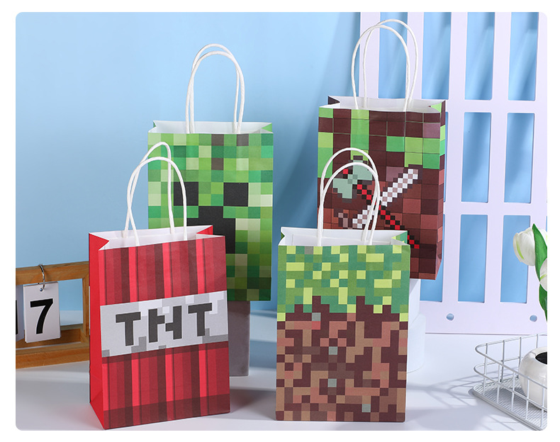 游戏周边我的世界TNT字母像素主题礼品袋彩色潮流装食品手提纸袋