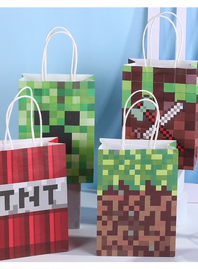 游戏周边我的世界TNT字母像素主题礼品袋彩色潮流装食品手提纸袋
