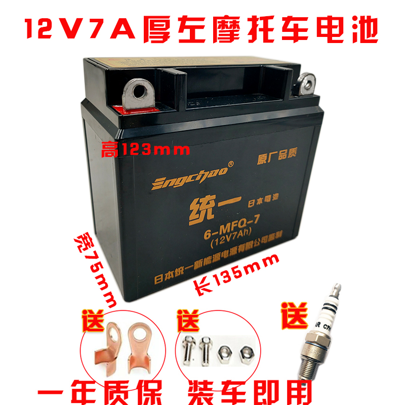启典KD250-V/Z豪江HJ125/150-2A8B烈豹摩托车12V7电池蓄电池电瓶