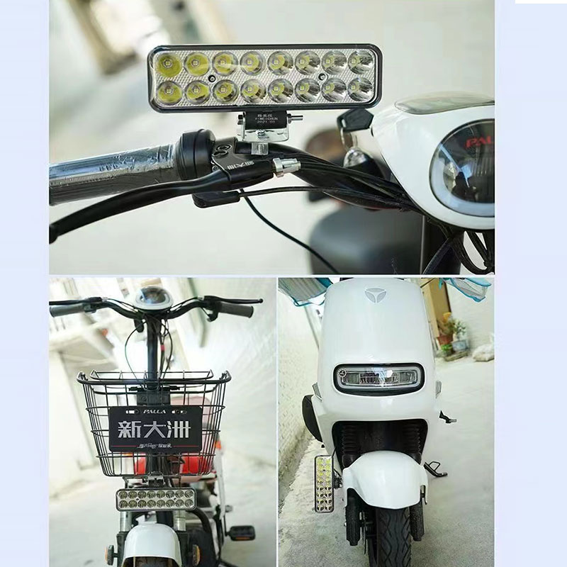 电动车灯led强光外置超亮长方形射灯摩托车改装防水大灯三轮车灯