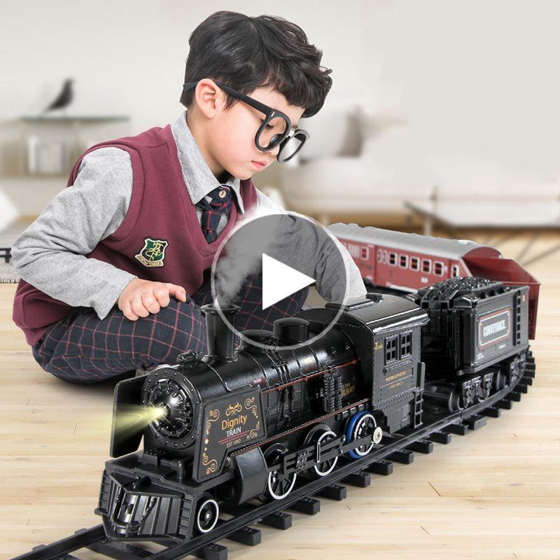 儿童电动小火车轨道玩具仿真遥控蒸汽火车网红男孩3-6岁5生日礼物