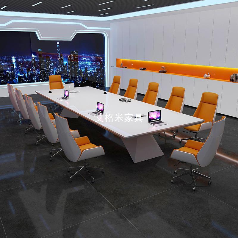 大小型会议长桌色烤漆简约现65465656代长方形桌时尚创意谈办公室